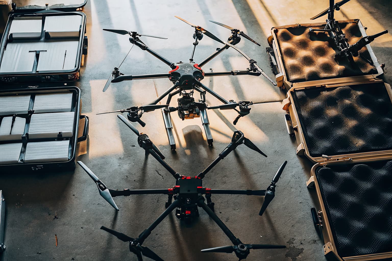 DSCR DJI Enterprise drone fleet — multiple Matrice platforms with sensor payloads and equipment cases